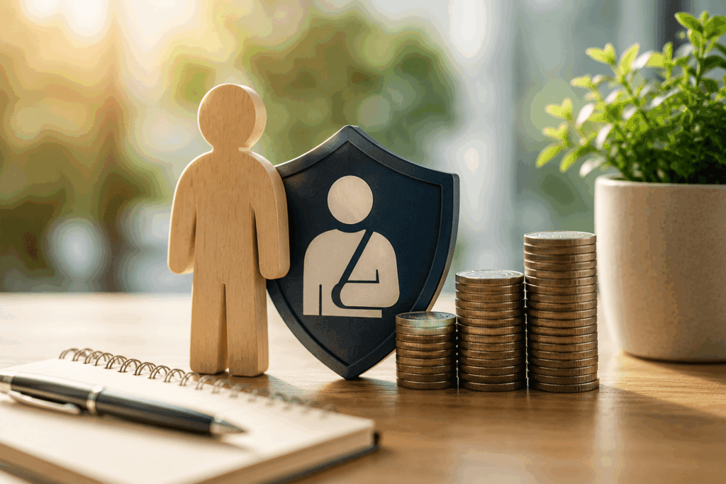 Trabalhador com limitação no punho após acidente consultando informações sobre auxílio-acidente do INSS.