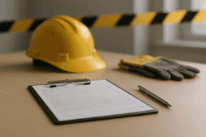 Formulário representando a Comunicação de Acidente de Trabalho (CAT) utilizada para registrar acidentes de trabalho e acidentes de trajeto.